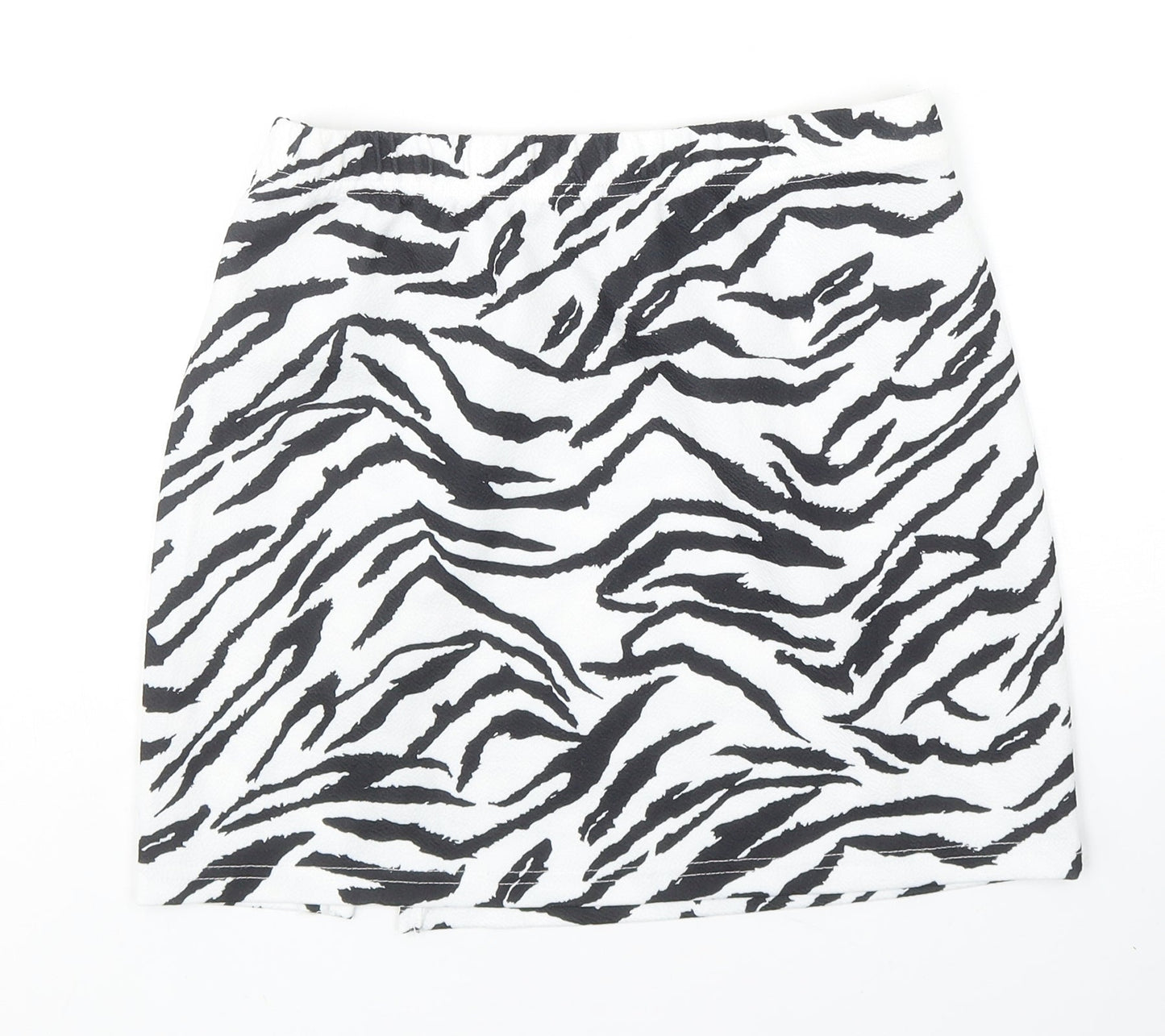 SheIn Womens Black Animal Print Polyester Bandage Skirt Size S - Zebra Pattern