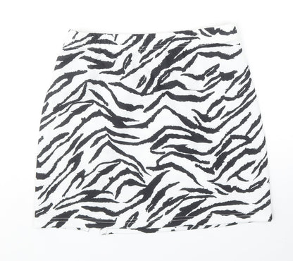 SheIn Womens Black Animal Print Polyester Bandage Skirt Size S - Zebra Pattern