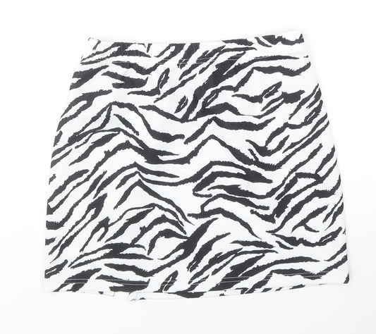 SheIn Womens Black Animal Print Polyester Bandage Skirt Size S - Zebra Pattern