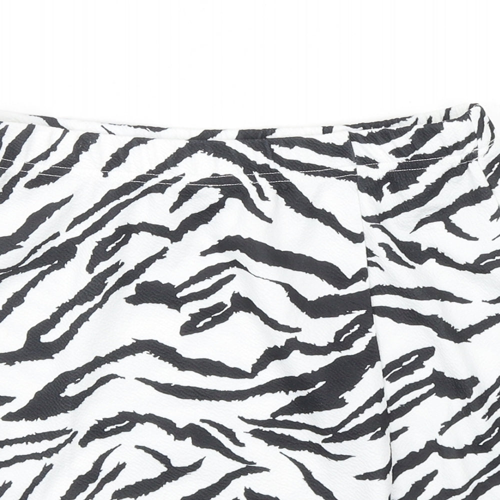 SheIn Womens Black Animal Print Polyester Bandage Skirt Size S - Zebra Pattern