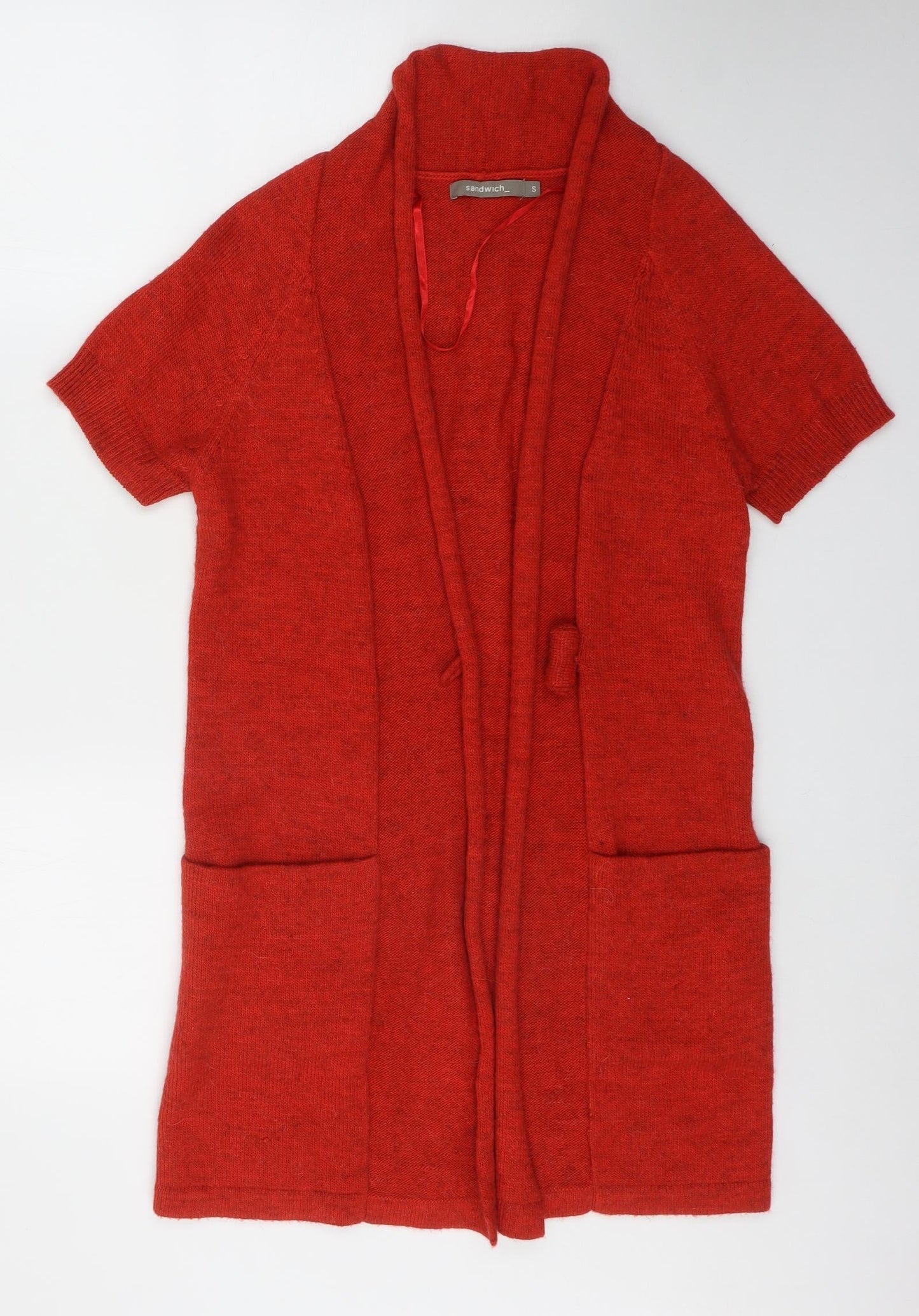 Womens UK Size S Sandwich Red Cardigan Jumper