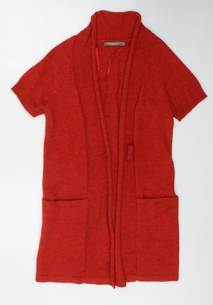 Womens UK Size S Sandwich Red Cardigan Jumper
