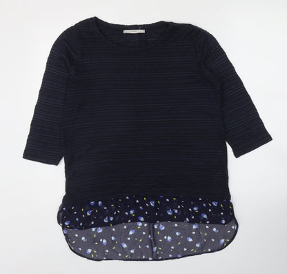 George Womens Blue Round Neck Floral Polyester Pullover Jumper Size 14