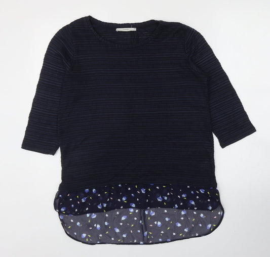 George Womens Blue Round Neck Floral Polyester Pullover Jumper Size 14