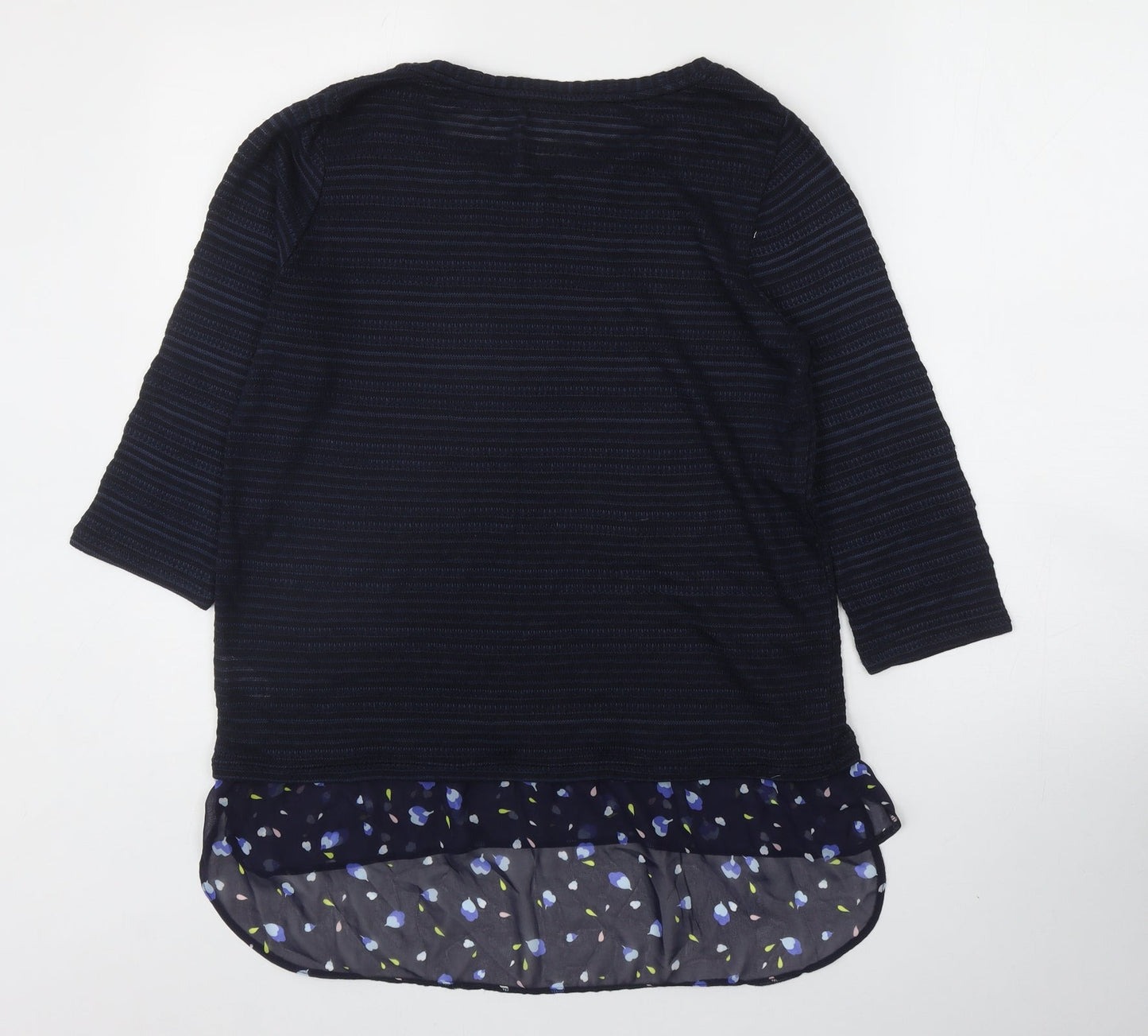 George Womens Blue Round Neck Floral Polyester Pullover Jumper Size 14