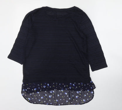 George Womens Blue Round Neck Floral Polyester Pullover Jumper Size 14