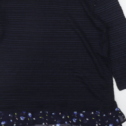George Womens Blue Round Neck Floral Polyester Pullover Jumper Size 14