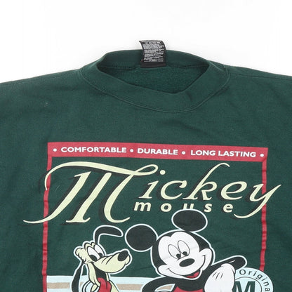 Mickey Unlimited Womens Green Cotton Pullover Sweatshirt Size XL Pullover - Mickey And Friends Pluto