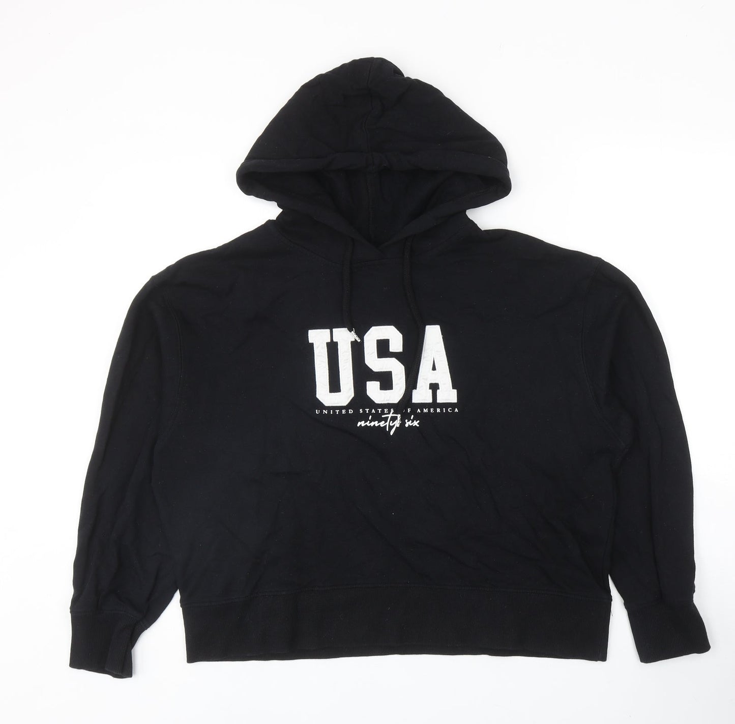 New Look Womens Black Cotton Pullover Hoodie Size M Pullover - USA