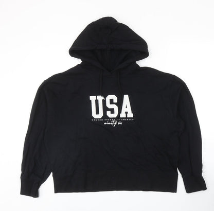 New Look Womens Black Cotton Pullover Hoodie Size M Pullover - USA