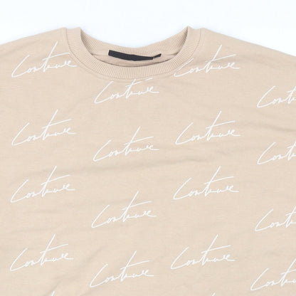 The Couture Club Womens Beige Cotton Pullover Sweatshirt Size XS Pullover
