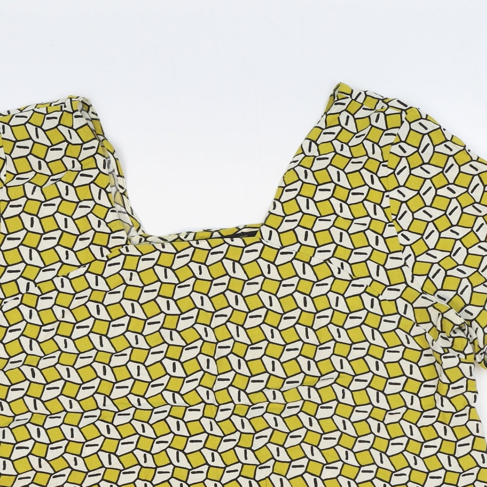 Womens UK Size M Zara Yellow Basic T-Shirt