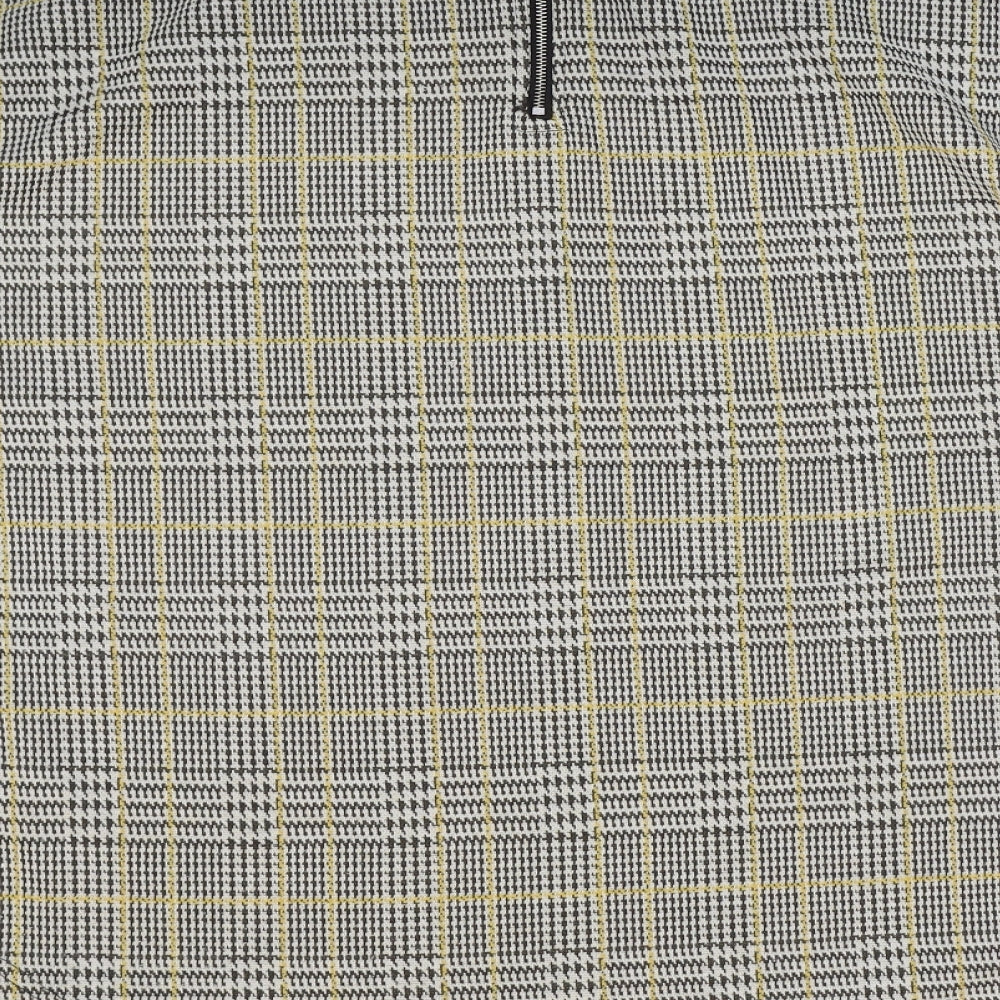 Primark Womens Yellow Plaid Polyester Basic Blouse Size S Round Neck