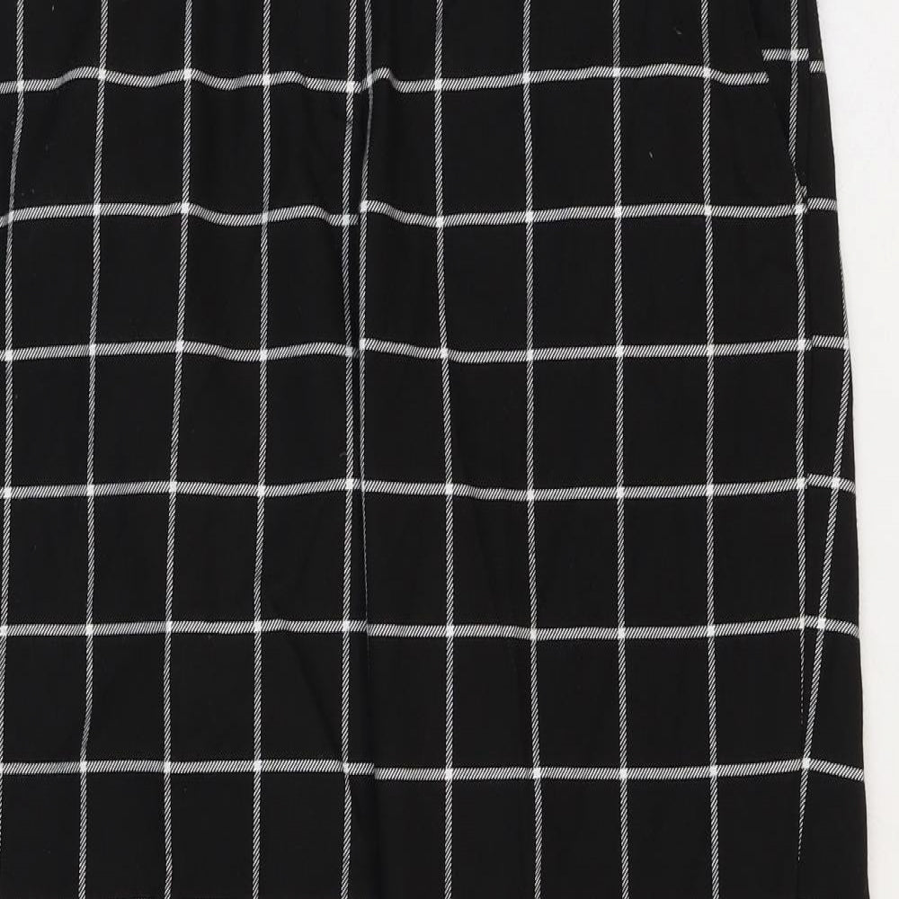 Great Plains Womens Black Check Viscose Trousers Size 10 Regular Zip