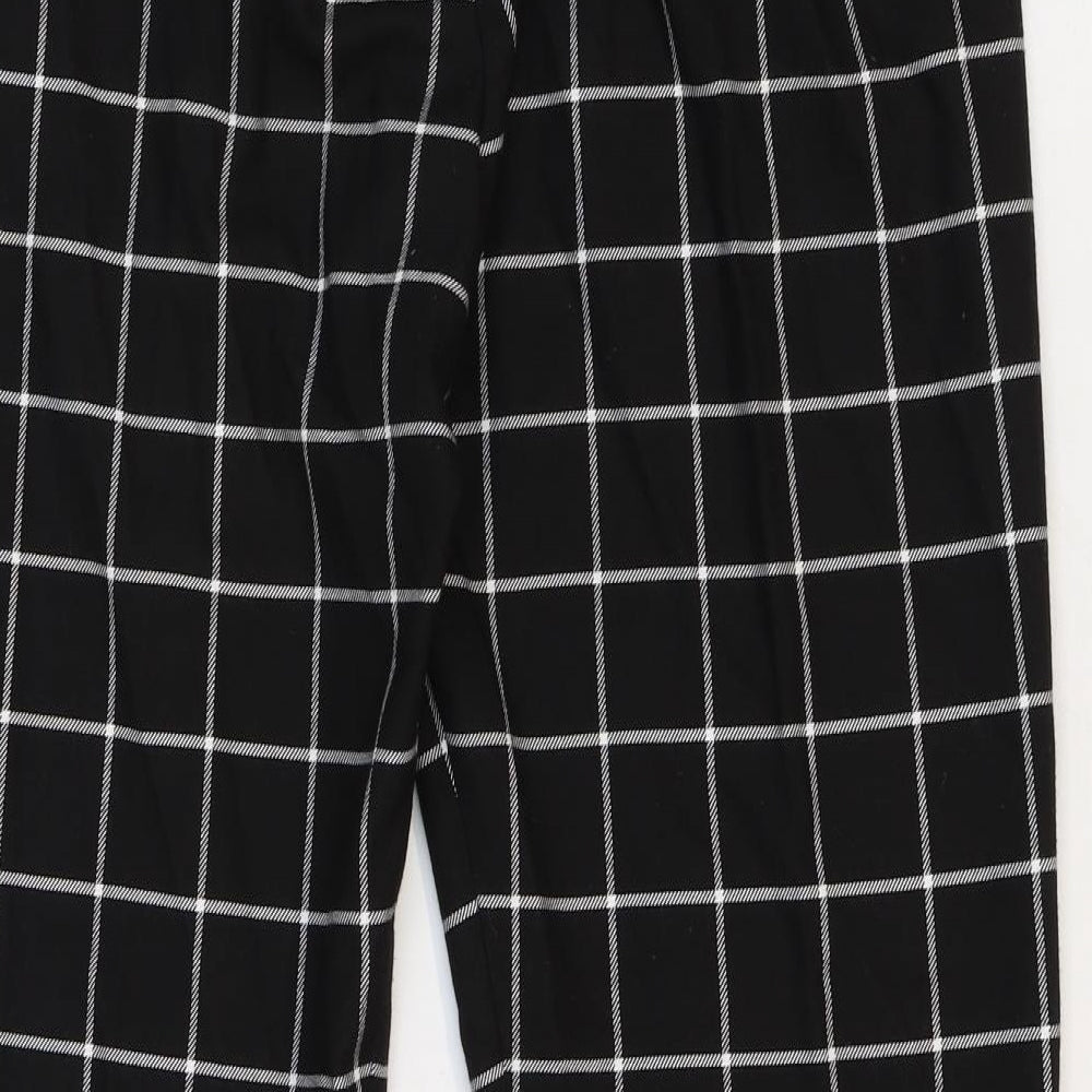 Great Plains Womens Black Check Viscose Trousers Size 10 Regular Zip