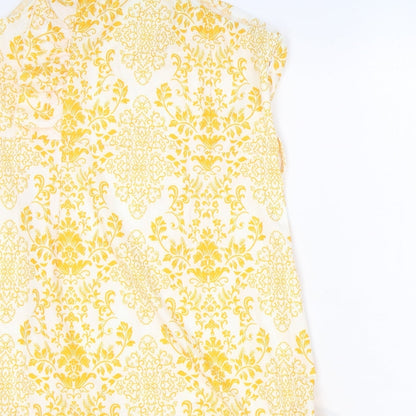 SheIn Womens Yellow Floral Polyester Trapeze & Swing Size XL One Shoulder Zip