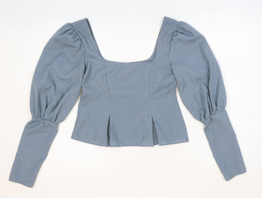 Womens UK Size 6 ASOS Blue Cropped Blouse
