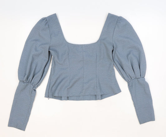 Womens UK Size 6 ASOS Blue Cropped Blouse