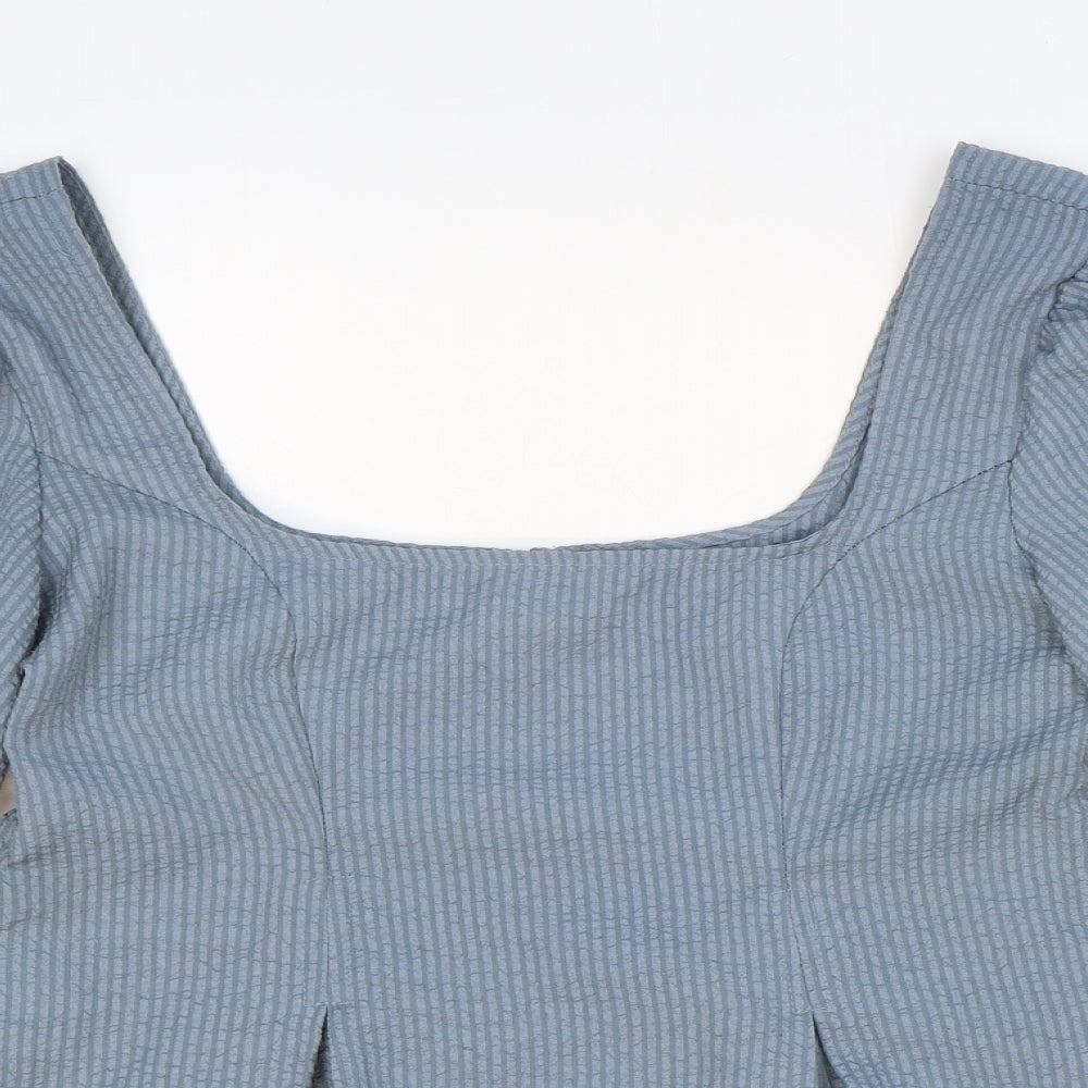 Womens UK Size 6 ASOS Blue Cropped Blouse