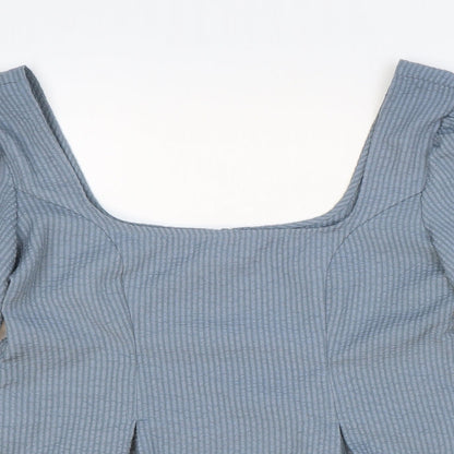Womens UK Size 6 ASOS Blue Cropped Blouse