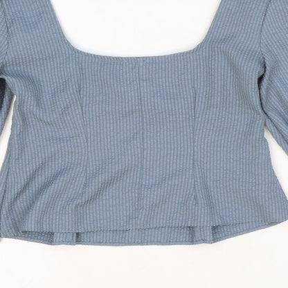 Womens UK Size 6 ASOS Blue Cropped Blouse