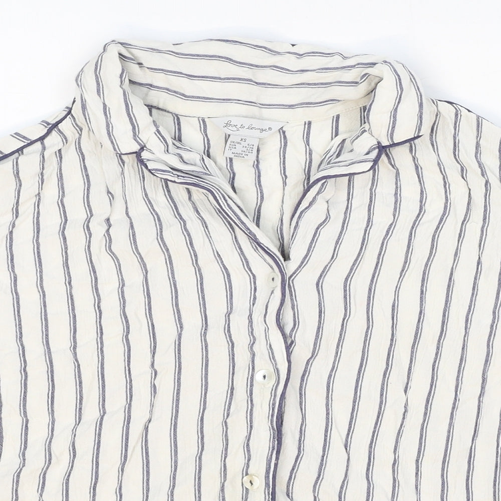 Womens UK Size XS Love To Lounge White Basic Button-Up
