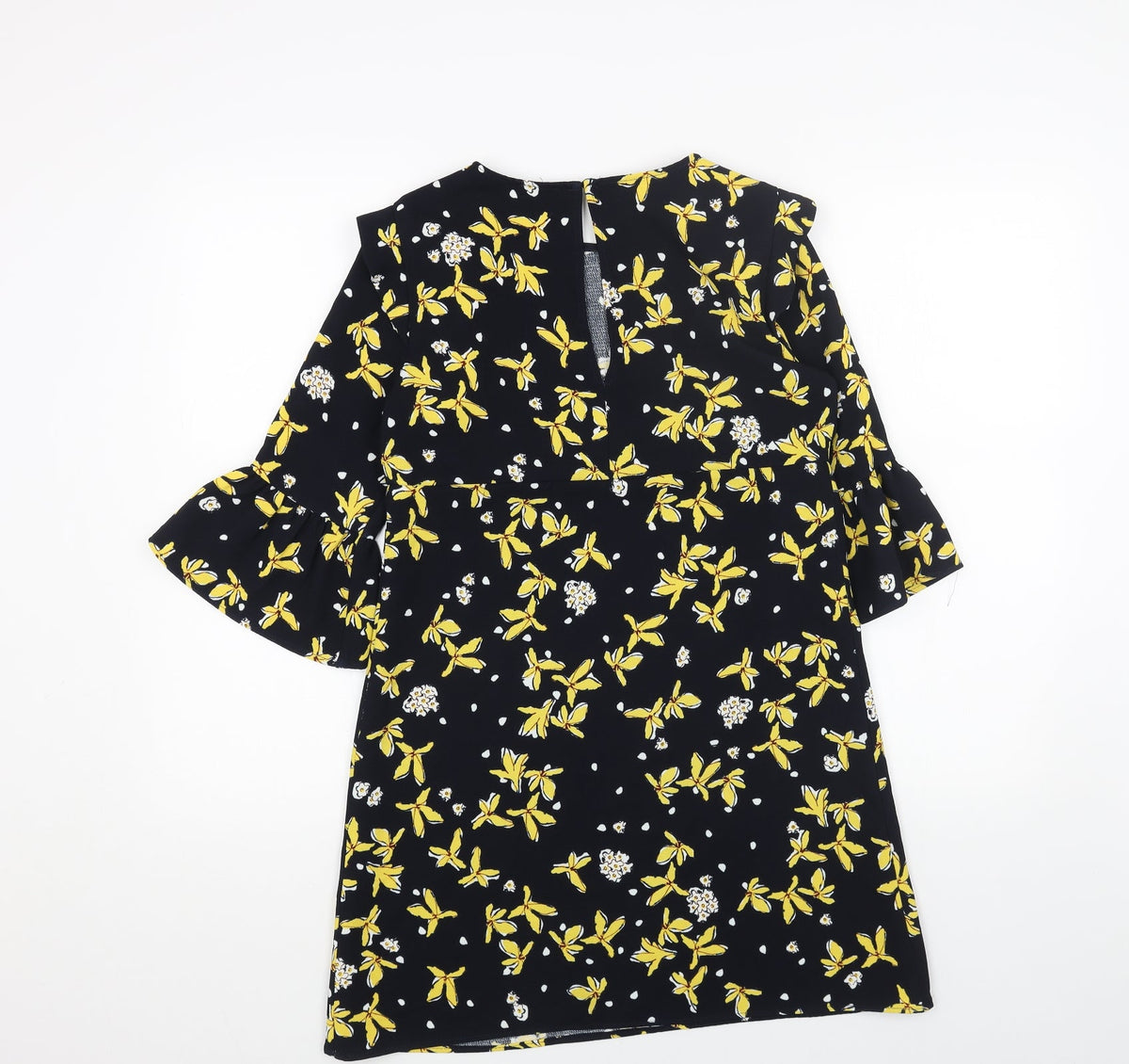 Zara Womens Blue Floral Polyester A-Line Size S Round Neck Pullover