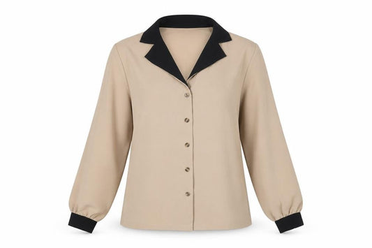 Womens UK Size S SheIn Beige Basic Button-Up
