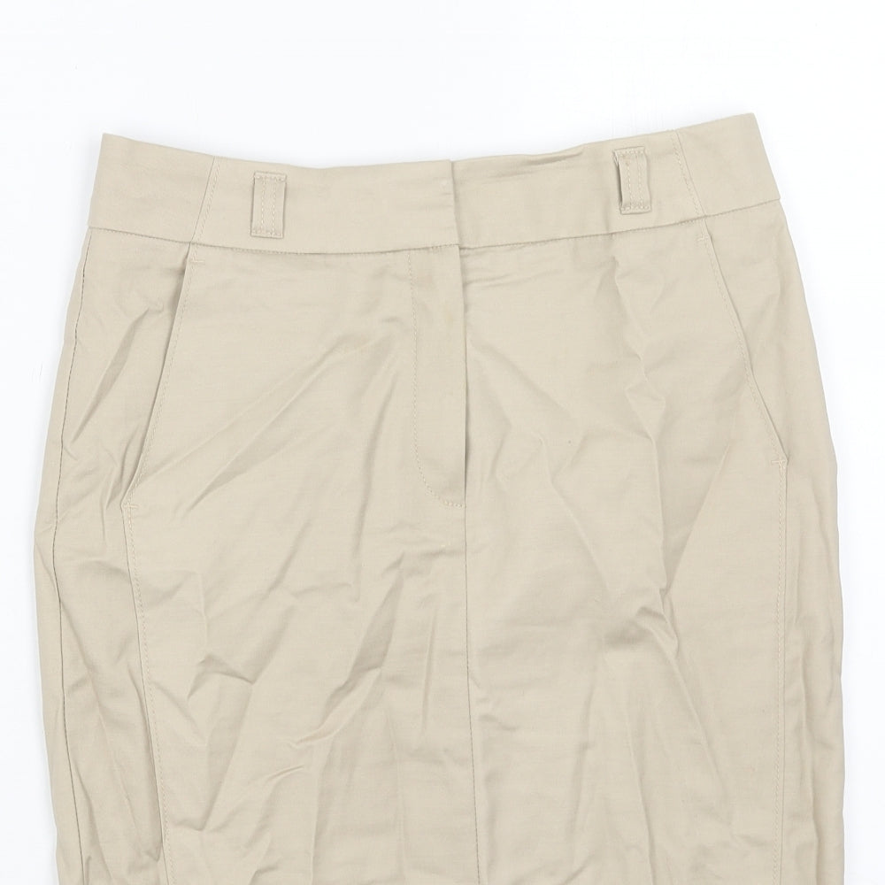 Autograph Womens Beige Cotton Straight & Pencil Skirt Size 8 Zip