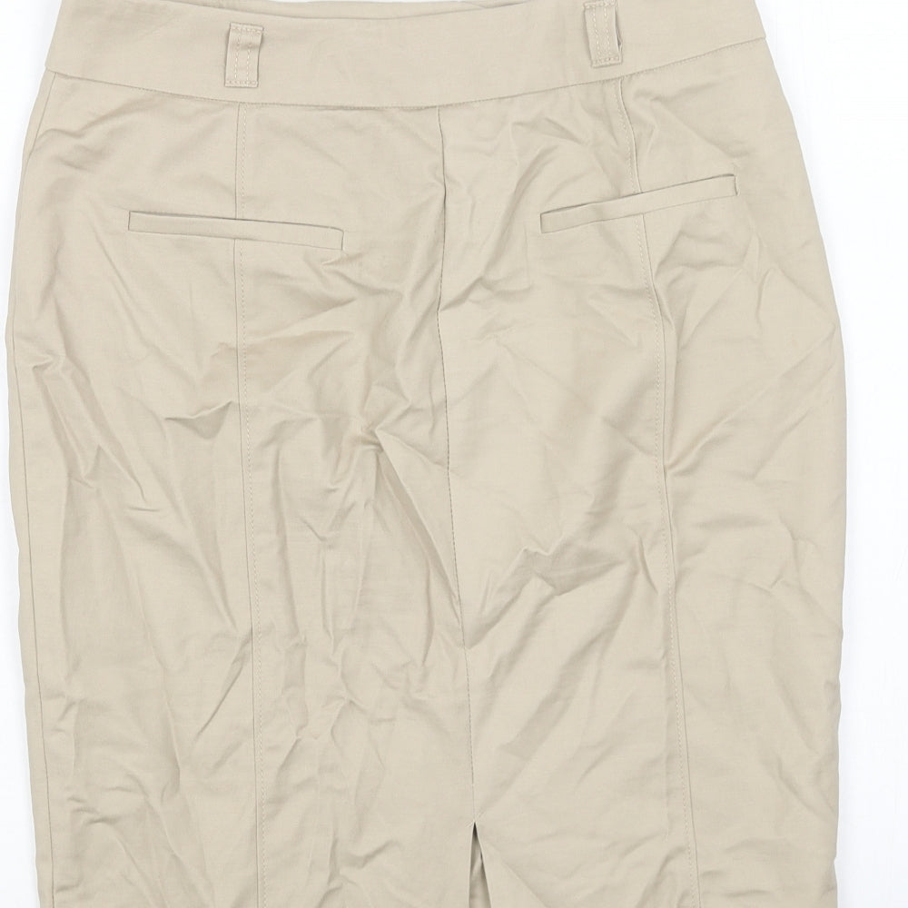 Autograph Womens Beige Cotton Straight & Pencil Skirt Size 8 Zip
