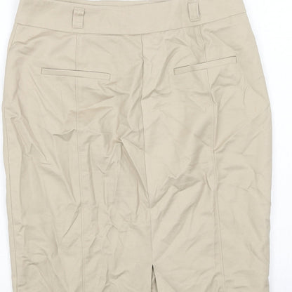 Autograph Womens Beige Cotton Straight & Pencil Skirt Size 8 Zip