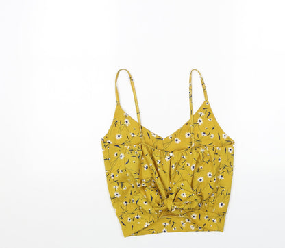 Womens UK Size S Preworn Yellow Camisole Tank