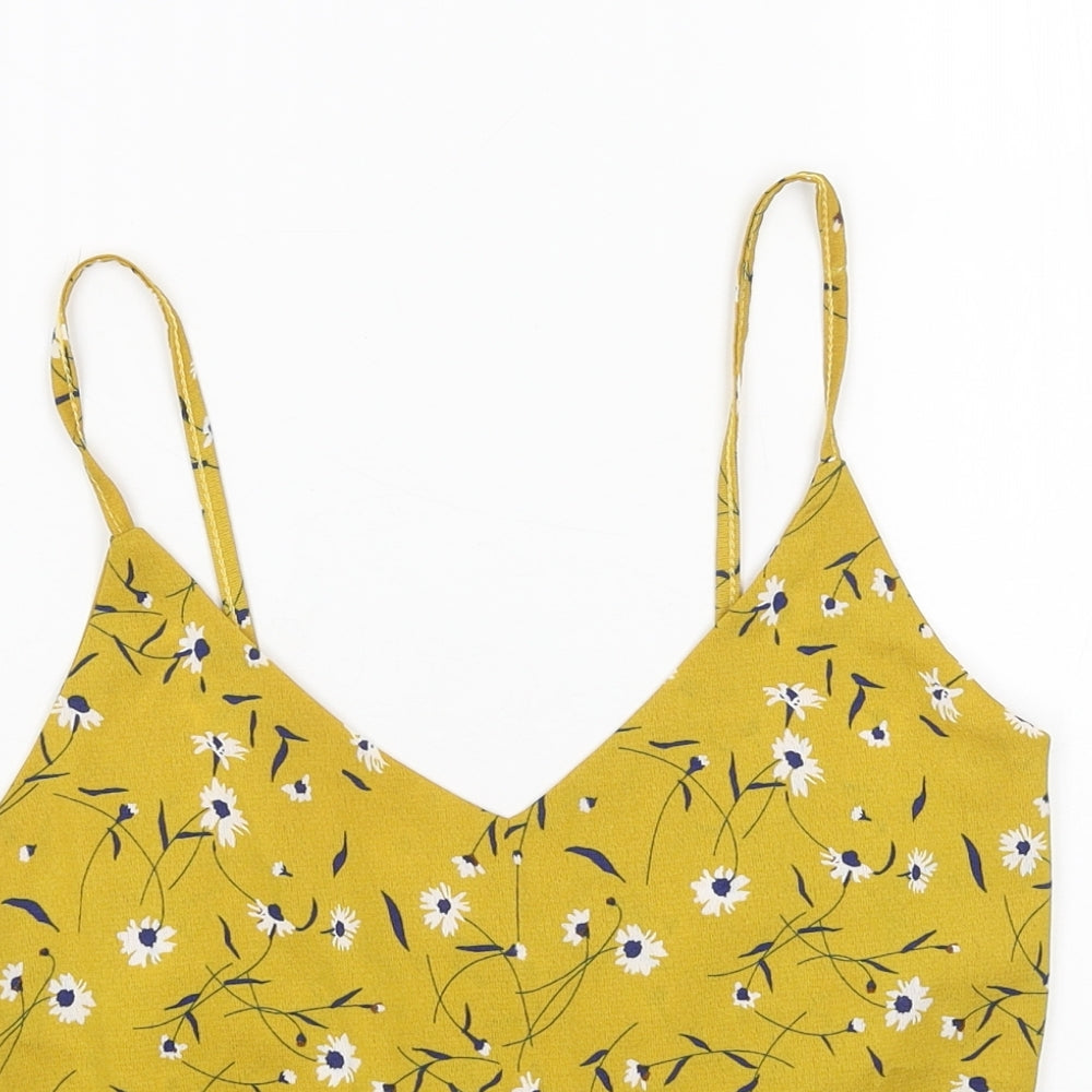 Womens UK Size S Preworn Yellow Camisole Tank