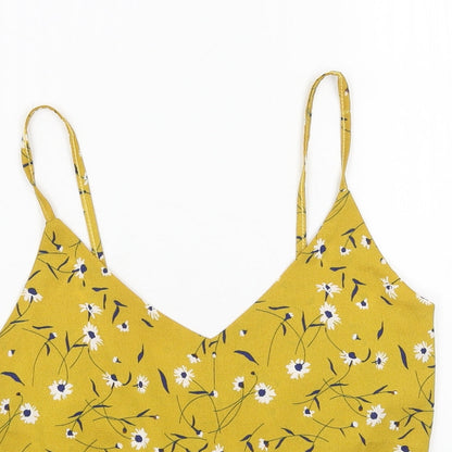 Womens UK Size S Preworn Yellow Camisole Tank