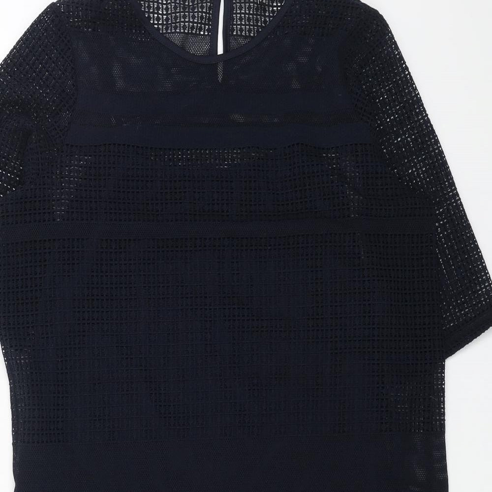 Warehouse Womens Blue Polyester A-Line Size 12 Round Neck Pullover
