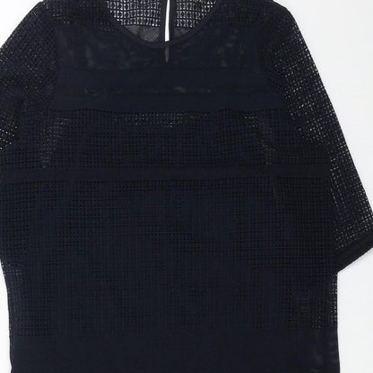 Warehouse Womens Blue Polyester A-Line Size 12 Round Neck Pullover