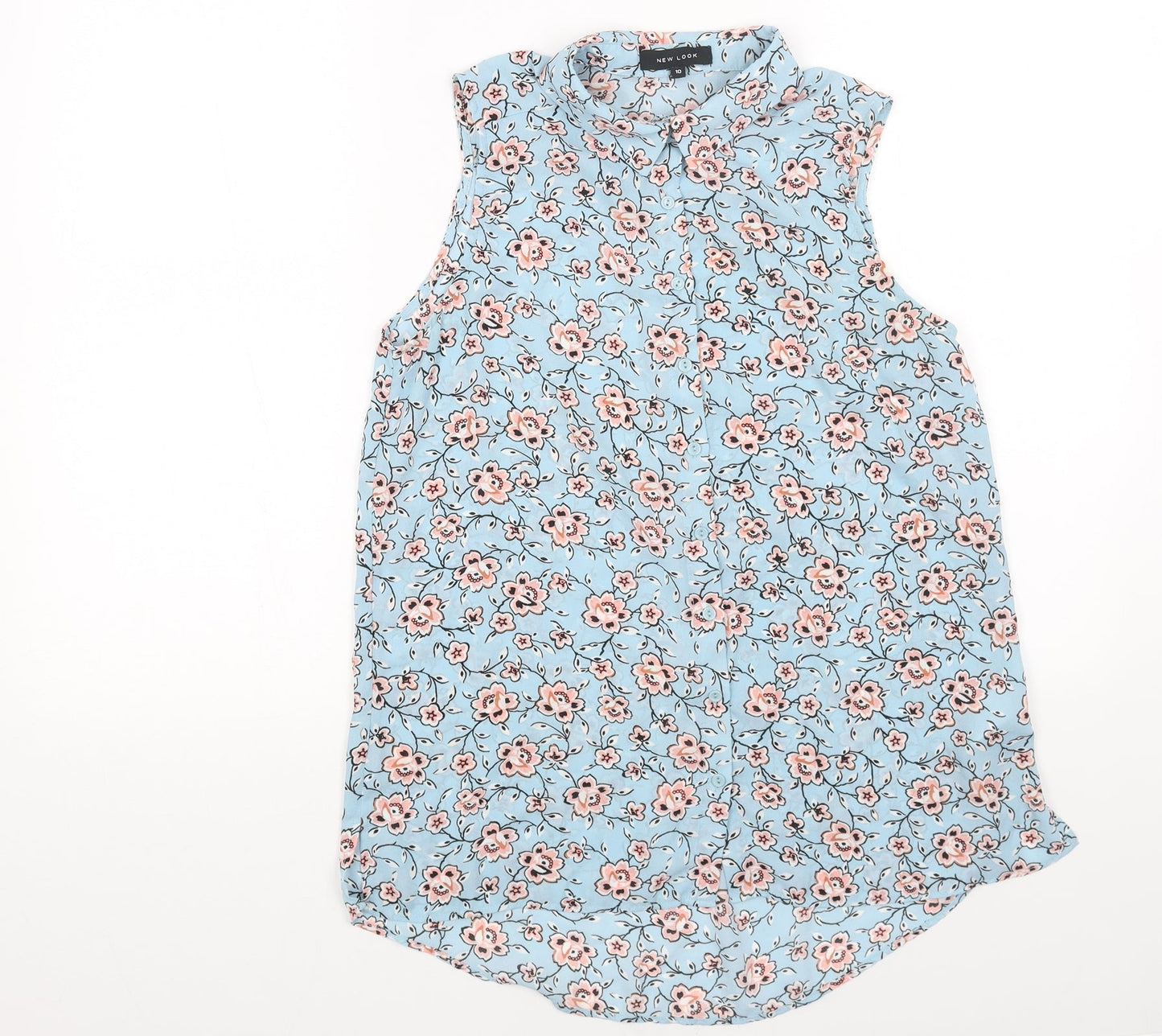 Womens UK Size 10 New Look Blue Basic Button-Up