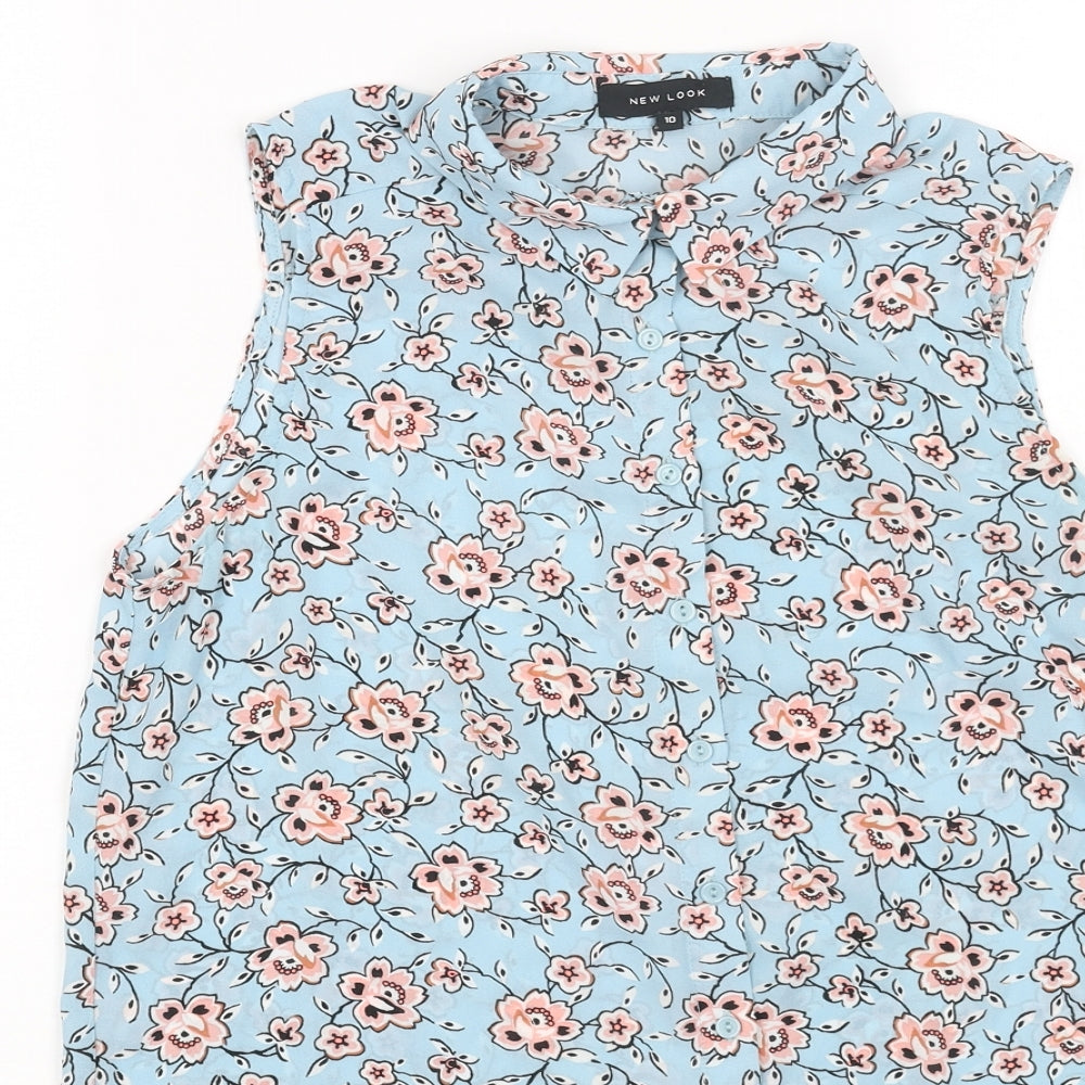 Womens UK Size 10 New Look Blue Basic Button-Up