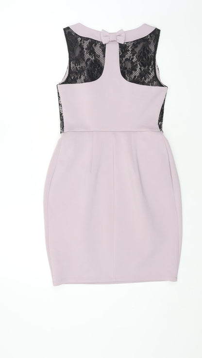 Dorothy Perkins Womens Purple Floral Polyester Bodycon Size 8 Round Neck Pullover