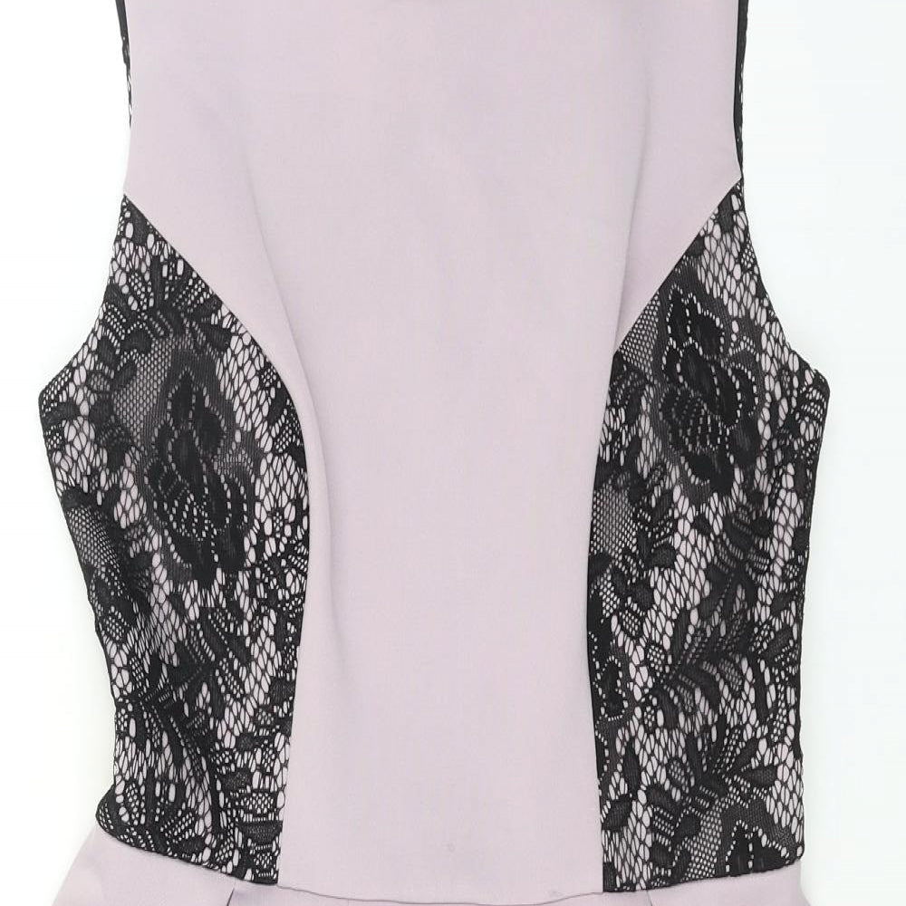 Dorothy Perkins Womens Purple Floral Polyester Bodycon Size 8 Round Neck Pullover