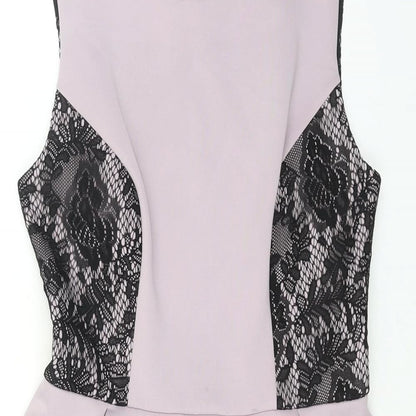 Dorothy Perkins Womens Purple Floral Polyester Bodycon Size 8 Round Neck Pullover