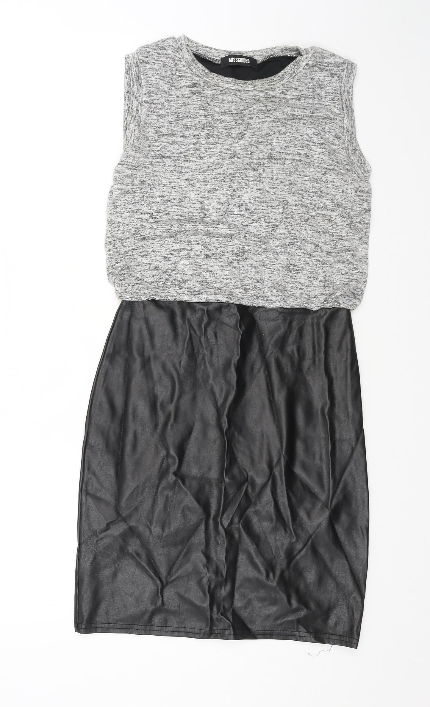 Missguided Womens Grey Polyester A-Line Size 8 Round Neck Pullover