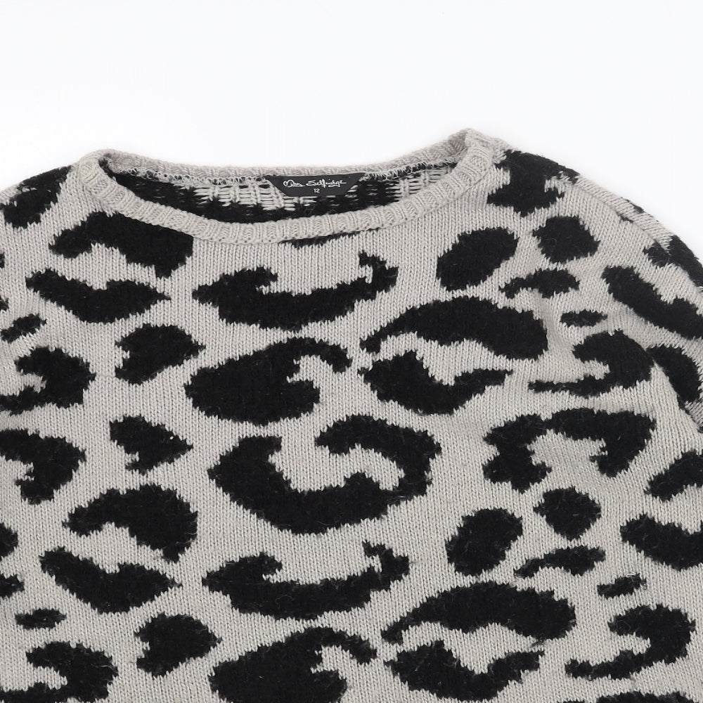 Womens UK Size 12 Miss Selfridge Grey Pullover Jumper