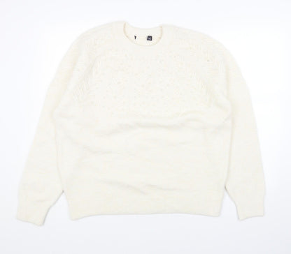 Womens UK Size L Preworn White Pullover Jumper