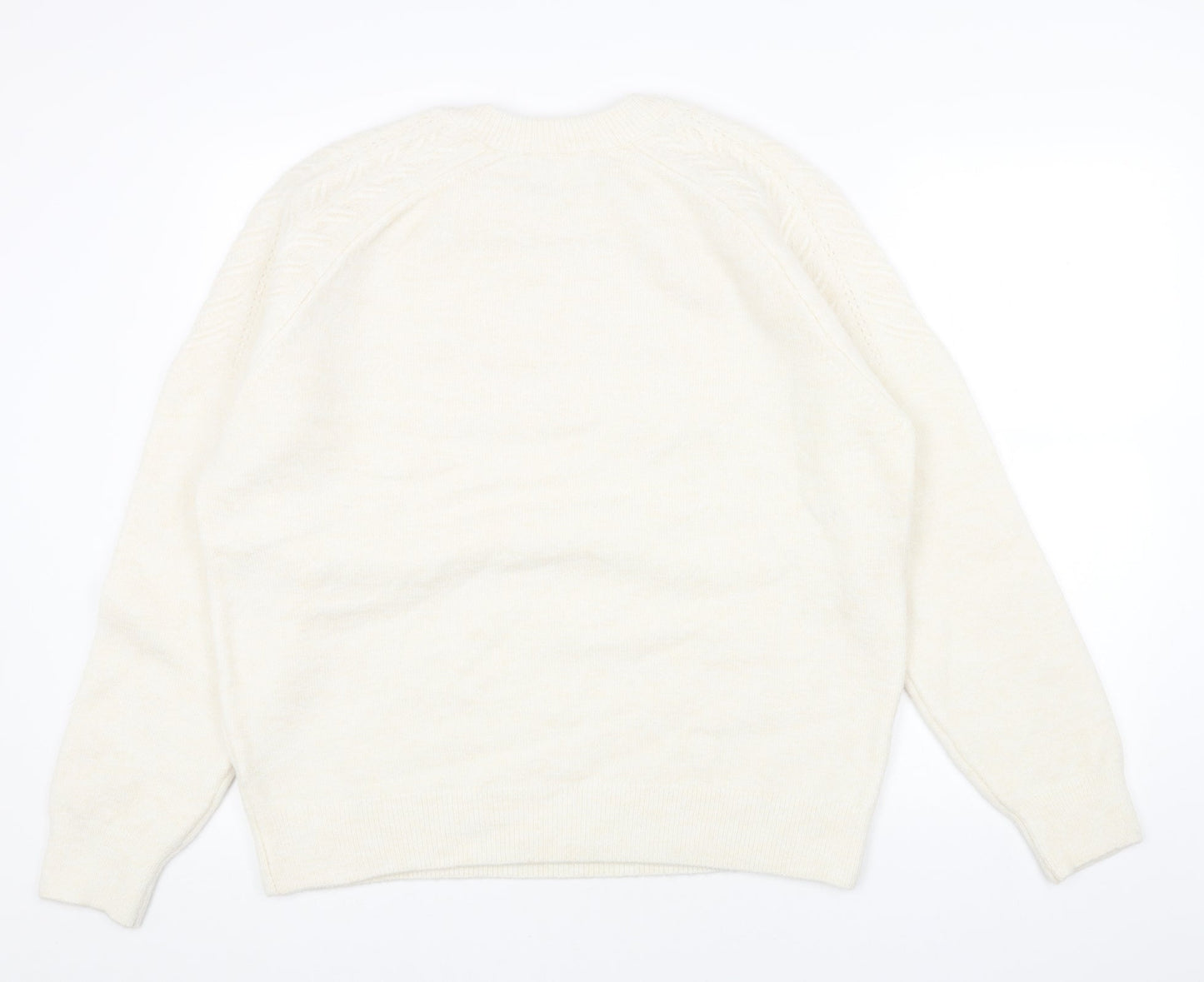 Womens UK Size L Preworn White Pullover Jumper