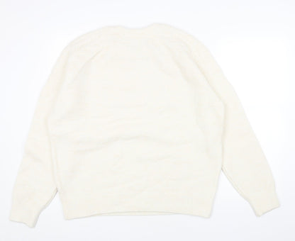 Womens UK Size L Preworn White Pullover Jumper