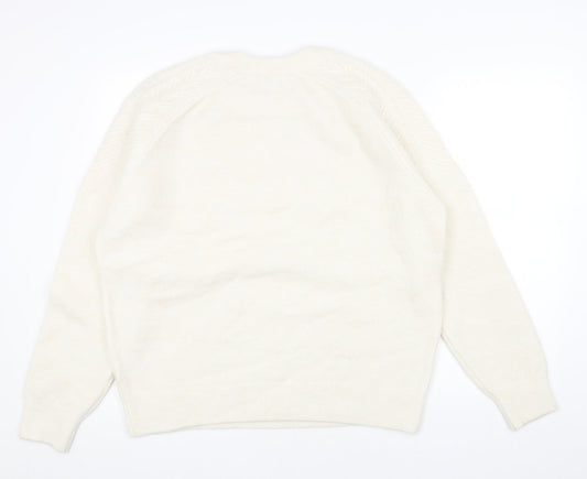 Womens UK Size L Preworn White Pullover Jumper