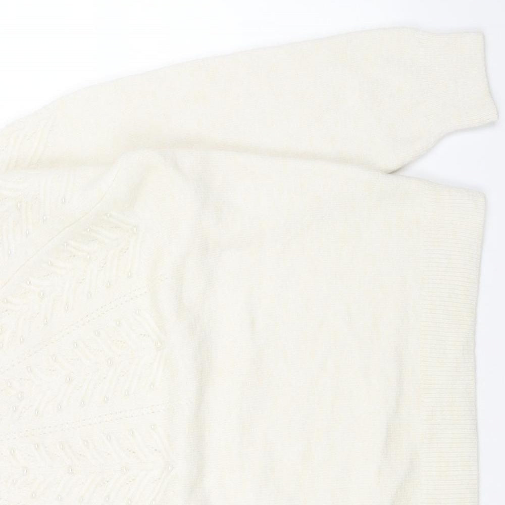 Womens UK Size L Preworn White Pullover Jumper