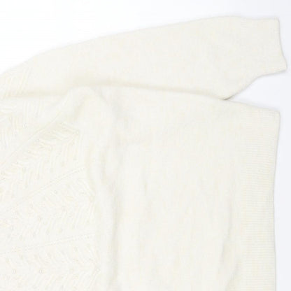 Womens UK Size L Preworn White Pullover Jumper