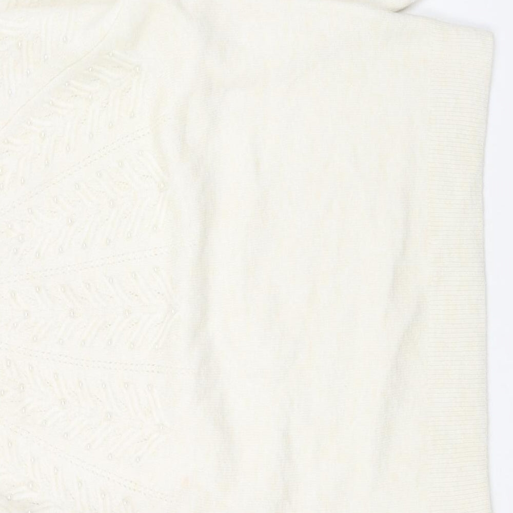 Womens UK Size L Preworn White Pullover Jumper